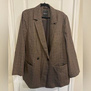 Madewell Plaid Double-Breasted Women Plus Size Jacket Blazer